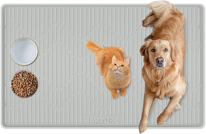 Dog Food Mat, 54" x 27.5" Extra Large Silicone Pet Feeding Mat with Raised Edge Silicone Mat for Food and Water Pet Placemat for Small, Medium, and Large Pets Non-Slip, Easy to Clean