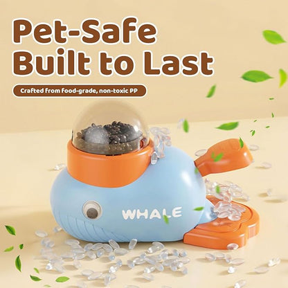 Whale Interactive Dog Treat Dispenser – Press Tail to Release Snacks, Puzzle Slow Feeder Toy for Dogs with Bonus Chew Rope Toy, Fun Training Game & Mental Enrichment, Easy to Clean and Refill (Pink)