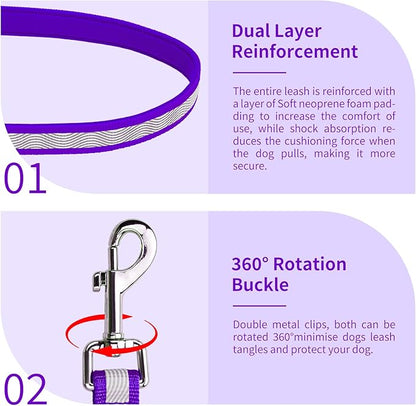 Hands Free Dog Leash, 4.2 FT - 9.5 FT Multifunctional Crossbody Waist Leash for Dogs Walking Reflective Running Dog Leashs for Medium and Large Dogs Walking,Jogging,Running,Training (Purple)