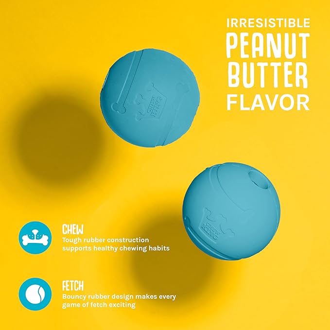 Chew King Flavored Rubber Ball Collection, 3 Inch Peanut Butter Flavor Rubber Balls 2-Pk