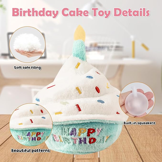 Dog Birthday Toys - Puppy Squeaky Cupcake, Toy Dog - First Birthday Toy Small Medium Large Breeds(Blue)