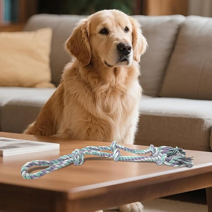 Dog Rope Toys for Large/Medium Aggressive Chewers, Tough Cotton Chew Toy, 3 Feet 5 Knots Indestructible, Tug of War Dog Pull Rope Teeth Cleaning (5 knot-19.5In)