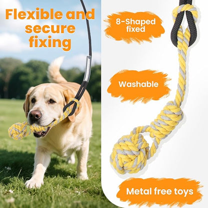 Ycozy Flirt Pole for Dogs Heavy Duty Interactive Toys Tug of War with Detachable 3 Replacement Rope Toys for Chase and Outdoor Exercise & Training for Small Medium Large Dogs (Pole - 40.6")