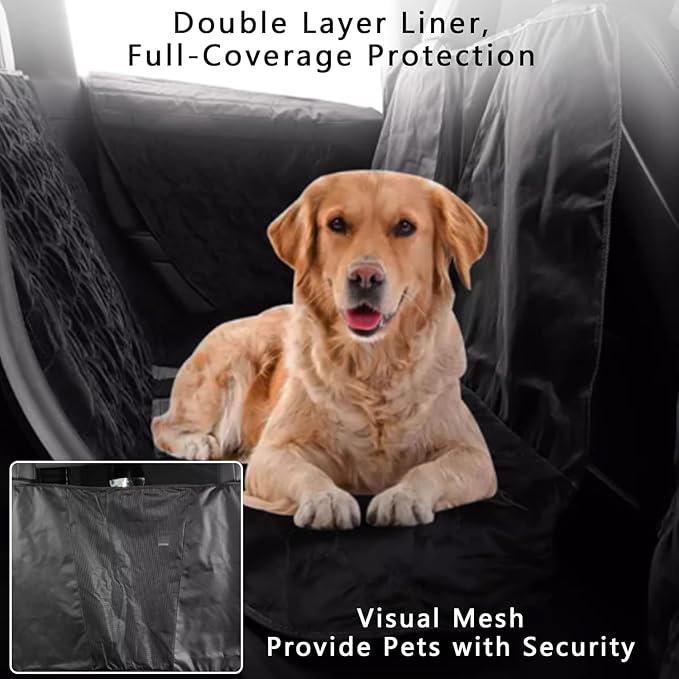 Dog Seat Covers for Tesla Model Y/3/S - Breathable Quilted Fleece Pet Liner Waterproof and Scratchproof Back Seat Protector Model Y Accessories with Hammock Design