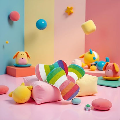2 Pcs Colourful Dog Plush Vocal Toy Rainbow Dog Bone-Shape Chewing Toy Pet Supplies for Pet Playing Use Adorable Quality and Practical Attractive and Professional Dogs Chew Toys，Dogs Toys