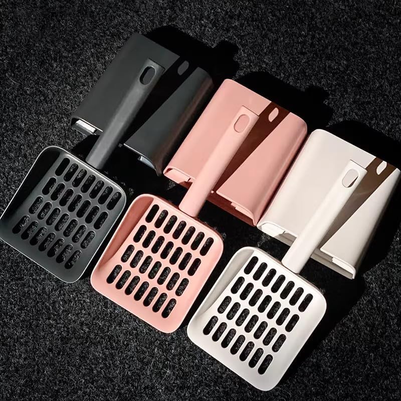 2 in 1 Cat Litter Scoop with Holder Stand Cat Stuff Cat Scooper for Litter Box Cat Accessories Cat Supplies Kitty Pink - Image 7