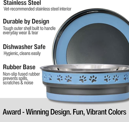 Loving Pets Corsa Dog Bowls- Stainless Steel Dog & Cat Bowls - Spill Proof Dog Food Bowl, Cat Bowl, Puppy Essentials & Pet Supplies Great for Home & Travel (Small 10-20 lbs, Rapid Blue)