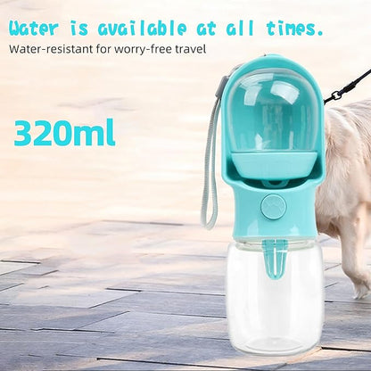 Dog Water Bottle with Food Container, Portable Pet Dispenser with Lock and Cleaning Brush,Dogs Stuff Water Bottle for Hiking,Travel (Blue)