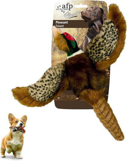 ALL FOR PAWS Squeaky Doy Toy, Pheasant Dog Toy for Small Medium Breed, Puppy Fetch Toy with Squeaker, Plush Chew Dog Toy, 9.8 x 9.8 x 2 inches, Classic-Pheasant S