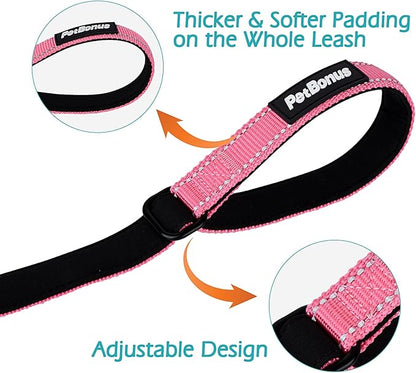 PetBonus Dog Leash Wrist Strap, Safety Strap for Retractable Leash, Lockable Reflective Short Dog Walking Lead with Adjustable Soft Padded Handle, Extra Layer Security for Pet Stroller (Pink)