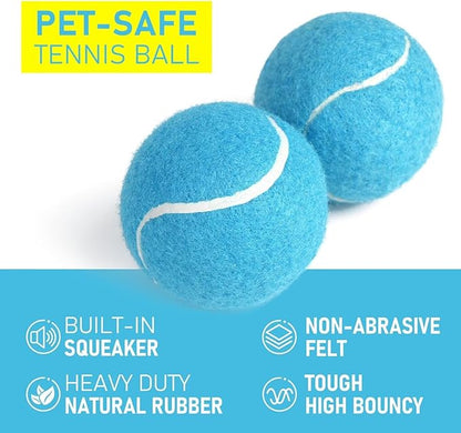 Prime Pets Tennis Balls for Dogs 6 Pack 2.5”, Durable Dog Toys for Training, Fetch & Outdoor Play, Squeaky Balls for Dogs Small and Medium with High Bounce, Interactive Pet Fetch Ball