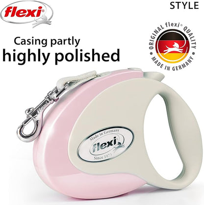 FLEXI Tape Retractable Dog Leashes for Small Dogs Upto 26 lbs. – 10 ft., Pink/Rose | Tangle Free Pet Walking Leash with One-Handed Brake, Pause, Lock|German Quality Product