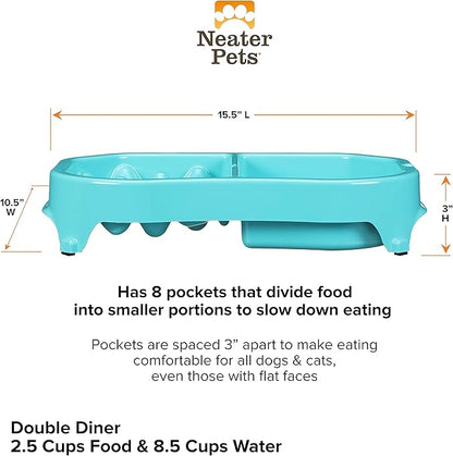 Neater Pet Brands Neater Slow Feeder Dog Bowls, Slows Down Fast Eating to Prevent Vomiting, Overeating, & Bloat, Dog Slow Feeder Bowl with Wide, Non-Slip Base, Holds 2.5 Cups Food and 8.5 Cups Water