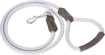 Mile High Life | Premium Leather Dog Leash | Strong Rope Leash | Leather Handle | Zinc Alloy Strong Clasp | Small Medium Large Dogs | 4/5/6 Feet(Sliver, 48 Inch (Pack of 1))