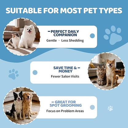 Pet Steam Brush for Dogs & Cats,5-in-1 Self-Cleaning Dog Steam Brush with 3 Swap-in Heads (Grooming, Dematting, Deshedding),Cat Spray Hair Removal Comb,Includes Pet Essence & Storage Bag