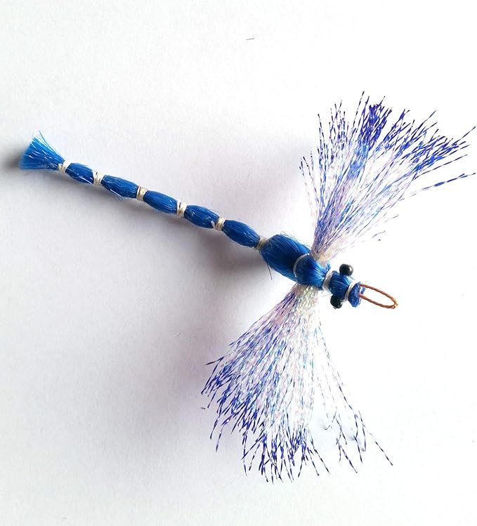 3 Inch Handmade Cat Toy Teaser Wand Refill Dragonfly - Blue Natural Material Toy, Hunting Instinct Play, Interactive Exercise Attachment for Indoor Cats