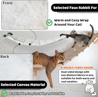 Cat Hammock Wall Mounted, 35.43 x 13.58 inch Wall Mounted Cat Shelves, Metal Brackets Cats Beds for Sleeping, Playing, Climbing and Resting Stabilized Wall Furniture Soft and Warm Fabric