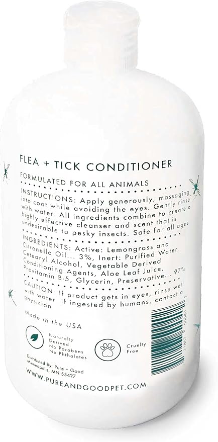 Shampoo and Conditioner Set, Formulated for All Pets, Gentle and Cleansing, Made in The USA, Cruelty Free, 16 fl oz (Flea + Tick)