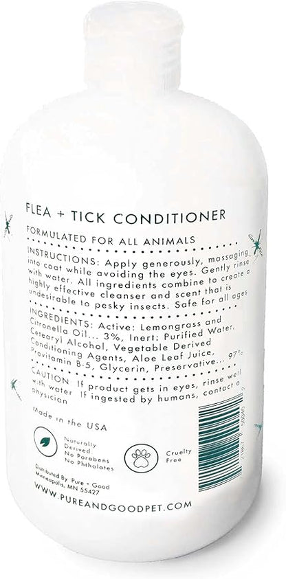 Shampoo and Conditioner Set, Formulated for All Pets, Gentle and Cleansing, Made in The USA, Cruelty Free, 16 fl oz (Flea + Tick)