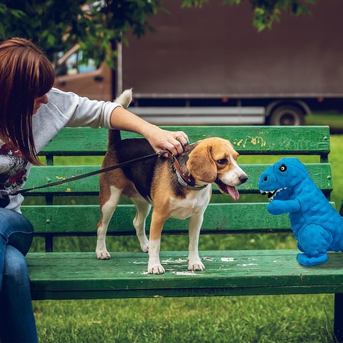 Andiker Dog Squeaky Toys, 8.66 in Plush Dogs Toy Soft Dogs Chew Toys in Dinosaur Shape for Chewing Biting Stuffed Dog Toys with a 3.93 in Squeaker and Crinkle Paper for All Puppy (Green)