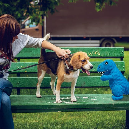 Andiker Dog Squeaky Toys, 8.66 in Plush Dogs Toy Soft Dogs Chew Toys in Dinosaur Shape for Chewing Biting Stuffed Dog Toys with a 3.93 in Squeaker and Crinkle Paper for All Puppy (Blue)