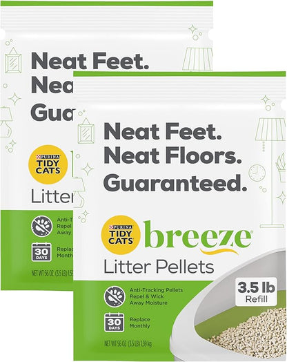 Purina Tidy Cats Breeze Litter Pellets Refill Pouch, Made for Multiple Cats, Anti-Tracking Pellets, 3.5 LB Refill Pouch (Pack of 2)
