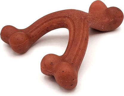 Nylabone Strong Chew Wishbone Dog Toy Made with Real Bacon, Durable Chew Toys for Aggressive Chewers, Long Lasting Dog Bone, Keeps Dogs Busy, Small Breeds - Up to 25 lbs
