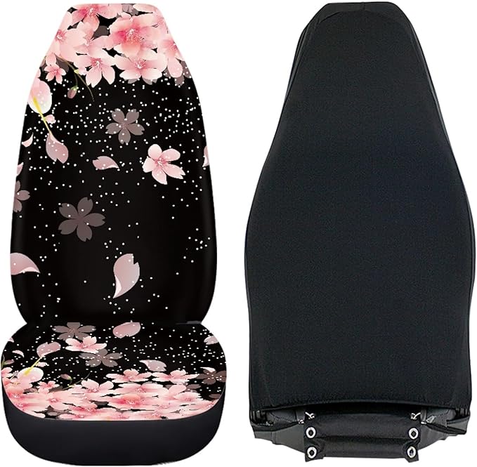 Cherry Blossoms Print Car Seat Covers for Women,Breathable High Back Front Seat Protector Universal Fit for Most Cars,SUVs,Sedan,Truck or Van