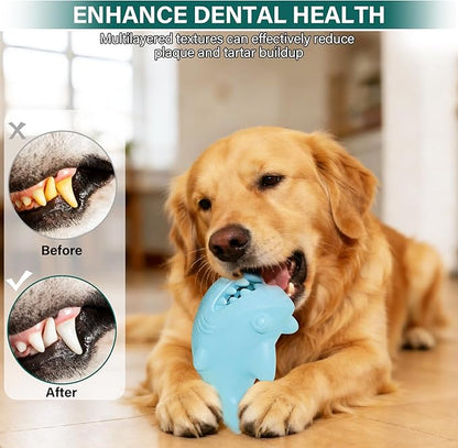 Treat Dispensing Dog Toys for Aggressive Chewers – Durable Natural Rubber Chew Toys for Medium/Large Dogs, Interactive Enrichment Toy Relieves Boredom, Anxiety & Cleans Teeth, Dishwasher Safe