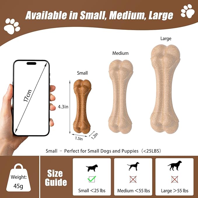 SCHITEC Dog Bone Chew Toys for Small Dogs & Puppies, Beef Flavor Teething Toy, Durable Dog Toys for Aggressive Chewers, Teeth Cleaning, 5Pcs