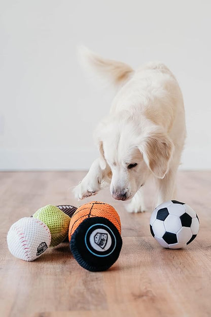 ZippyPaws SportsBallz - Dog Squeaky Toys to Keep Them Busy, Funny Plush for Small, Medium, & Large Dogs, Cute Stuffed Puppy Toy, Pet Products, Gift for All Breeds, Interactive Squeaker - Soccer Ball