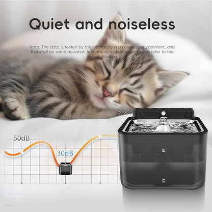 Wireless Cat Water Fountain Battery Operated,Water Fountains for Cats Indoor,108oz/3.2L Motion Sensor Pet Water Fountain,BPA-Free(3 Filters)