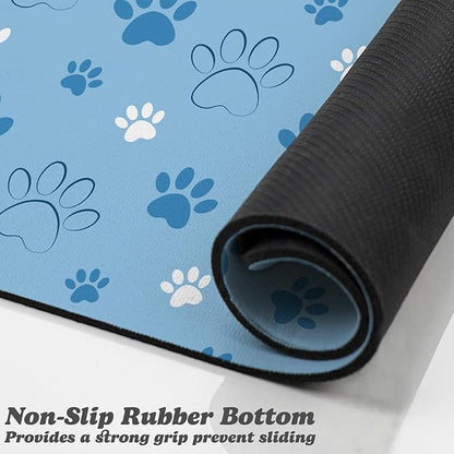 Dog Food Mat, Absorbent Water Bowl Mats Cat Pet Feeding Placemats Blue 16 * 24 inch