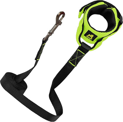 Gooby Soft Mesh Wrist Band Surfer Leash - Lime, 6 FT - Comfortable Hands Free Leash with Elastic Band for Small, Medium and Large Dogs