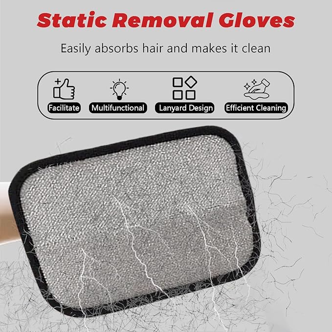 Pet Hair Removal Glove,Reusable Electrostatic Pet Hair Remover,Upgrade Efficient Pet Grooming Gloves for Hair Remover for Cats & Dogs