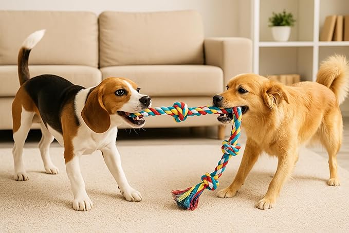 Dog Rope Tug Toy – Durable Cotton Tug of War Rope for Dogs – Chew-Resistant, Safe, Interactive Play Toy – Medium/Large Dogs