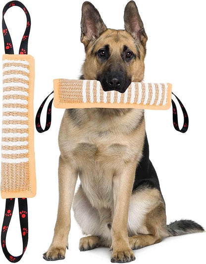 Clysoru Dog Tug Toy Tough Jute Bite Pillow Lasting Training Equipment Puppy to Large Dogs Interactive for Large and Small (Brown Footprint)