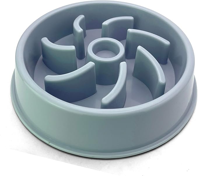 Cutie's PetBox Slow Feeder Dog Food Bowl, Plastic Swirl Design with Anti-Slip Base (Blue)