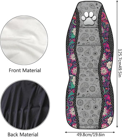 Dog Paw Car Front Seat Covers Boho Floral 2 Packs Automotive Front Seat Covers Waterproof Bucket Seat Cover Protective Car Interior Accessory