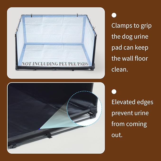 Dog Litter Box Indoor for Medium Dogs,Pee Pad Holder with High Walls(34.64"*28.34"*17.72"),No-Spill Pee Pad Holder with Foldable Pet Toilet,Easy Clean Puppy Litter Box for Dogs (Large)