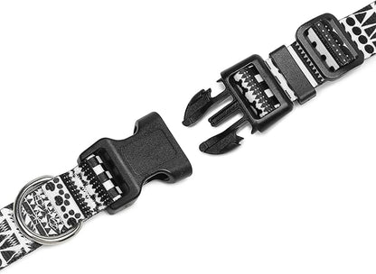 Mercano Adjustable Dog Collar - Special Design Patterns, Soft Nylon Comfortable Durable Pet Collar for Small Medium Large Dogs (L, Black White A)