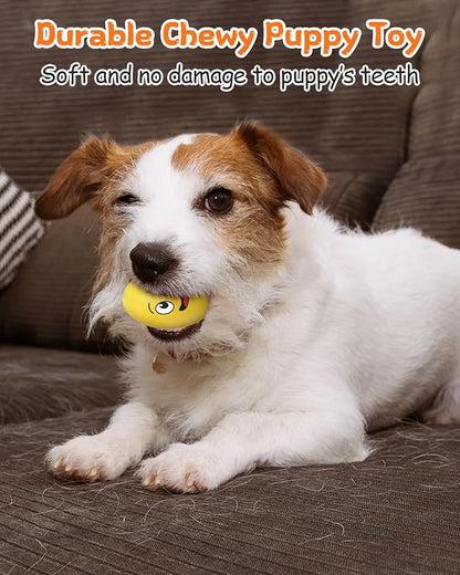 Squeaky Dog Toys, Soft Puppy Egg Balls, Funny Interactive Squeak Pet Chew Toy, [5 Pack] Fetch Play Balls Toy for Puppies Small Medium Breeds, 2.6"*1.8"