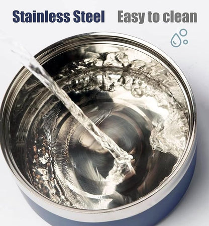 Dog Bowl, Dog Food Water Bowl with Non-Slip Rubber Base, Stainless Steel, Double Wall Small Medium Large Dogs, 32oz, Pack of 2 (Blue)
