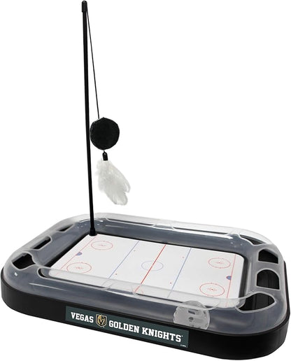 Pets First 5-in-1 NHL Las Vegas Golden Knights Hockey Field Cat Scratcher Toy with Interactive Cat Ball Bell in Tracks