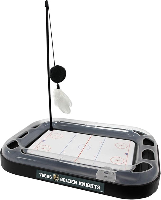 Pets First 5-in-1 NHL Las Vegas Golden Knights Hockey Field Cat Scratcher Toy with Interactive Cat Ball Bell in Tracks