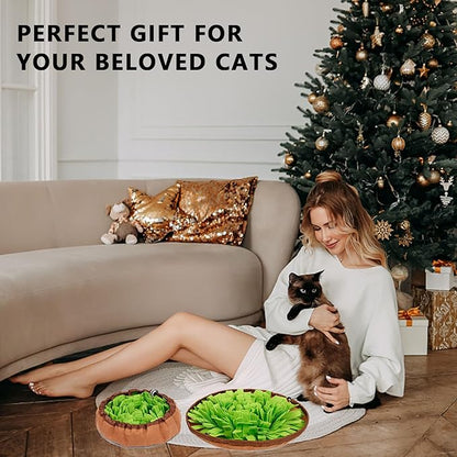TMLDOT Snuffle Mat for Cats - Cat Slow Feeding Mat, Lick Mat for Cats, Puzzle Toys Interactive Game for Boredom, Cat Treat Dispenser Indoor Outdoor Stress Relief