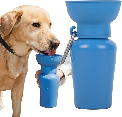 Springer by Springland Flip Portable Dog Water Bottle with Foldable Food Grade Silicone Bowl - 20 Ounce Travel Dog Water Bottle Ideal for Camping - Easy Squeeze Hydration & Release to Drain