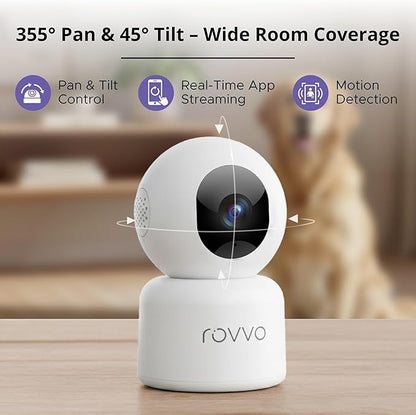 2K HD Pet Camera - 360° Smart Puppy Monitor with 5GHz & 2.4GHz Dual-Band WiFi, Smart Motion Tracking, 2-Way Audio, Night Vision, Indoor Camera for Dogs & Cats, Works with Phone App.