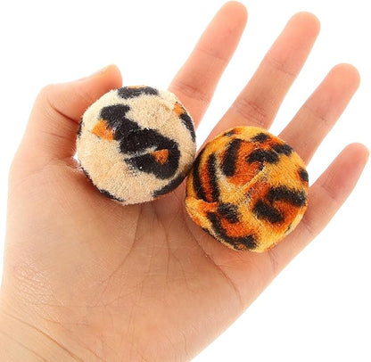Animal Wrapped Tennis Balls Cat Toy Set 10 Pcs Leopard Print Interactive Cat Toys for Indoor Cats Stimulate Natural Instincts and Prevent Scratching