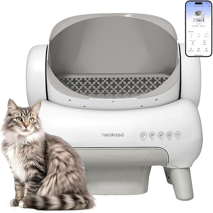 Neakasa M1 Plus Lite Open-Top Self Cleaning Cat Litter Box, Automatic Cat Litter Box with APP Control, Upgraded Safety Protection, Odor Control, Includes 1 Roll Waste Bag